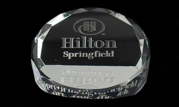 Olympia Optic Crystal Desktop Paperweight: 1-3/8" x 2-3/4"-101642