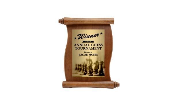 Walnut Finish Scroll Plaque: 5" x 7"-100203