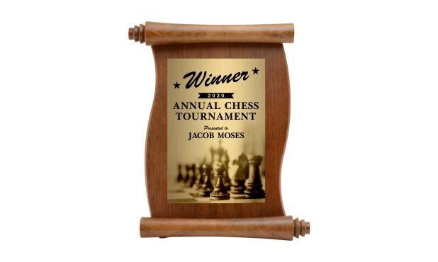 Walnut Finish Scroll Plaque: 9" x 12"-100206