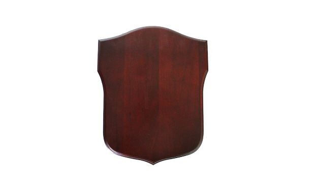 Solid Walnut with Rosewood Finish Heraldic Shield Plaque: 10" x 12"-100773