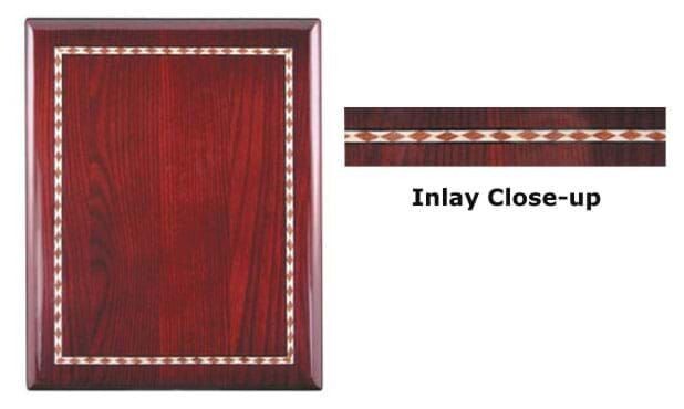Rosewood Piano Finish Plaque With Inlay: 9" x 11"-101454