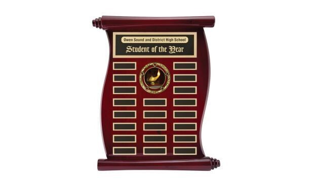 Rosewood Piano Finish Scroll Annual Plaque: 12" x 15"-101739