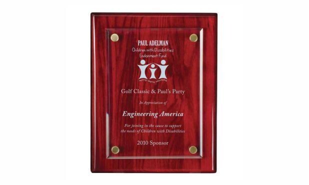 Rosewood Piano Finish Plaque with Glass Front: 8" x 10"-100980