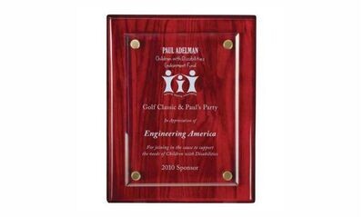 Rosewood Piano Finish Plaque with Glass Front: 8" x 10"-100980