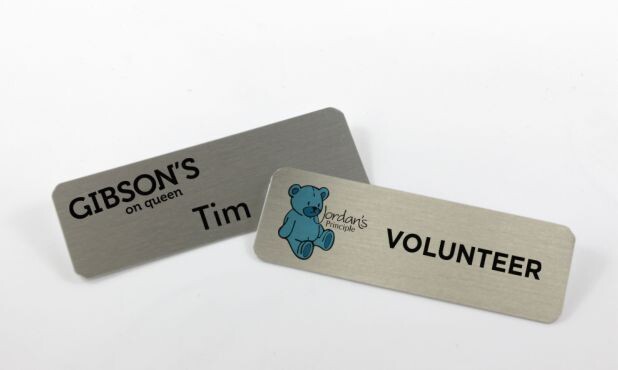 Silver Aluminum Name Tag with Magnetic Back: 3" x 1"-100271