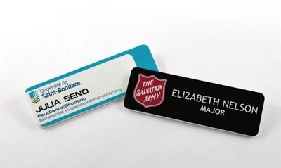 Ultrawhite Name Tag with Pin Back: 3" x 1"-100278