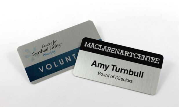 Silver Aluminum Name Tag with Pin Back: 3" x 1-1/2"-100272