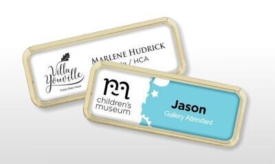 Gold Plastic Badge Holder with Magnetic Back: 3-1/8" x 1-1/8"-100293