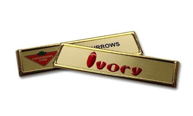 Gold Metal Badge Holder with Magnetic Back: 2-11/16" x 11/16"-100301