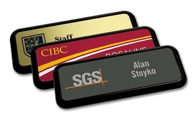 Black Plastic Badge Holder with Magnetic Back: 3-5/16" x 1-5/16"-103157