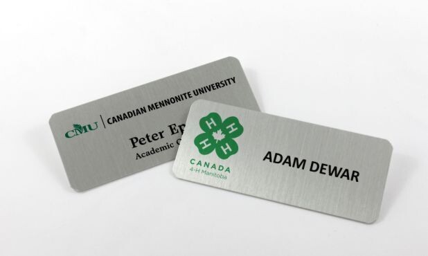 Silver Aluminum Name Tag with Pin Back: 3" x 1-1/4"-106277