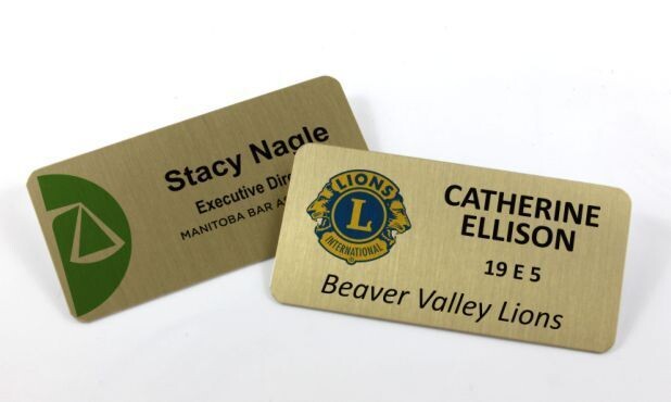 Gold Aluminum Name Tag with Magnetic Back: 3" x 1-1/2"-106274
