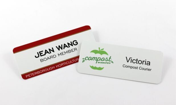 White Aluminum Name Tag with Pin Back: 3" x 1-1/4"-106279
