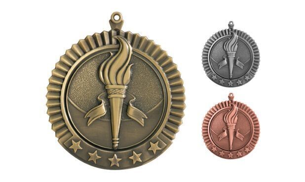 Five Star Victory Medallion: Antique Gold 2-3/4