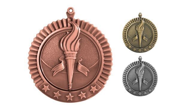 Five Star Victory Medallion: Antique Bronze 2-3/4"