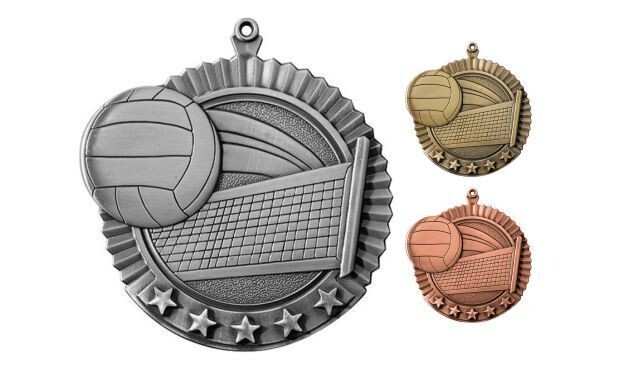 Five Star Volleyball Medallion: Antique Silver 2-3/4"-105016