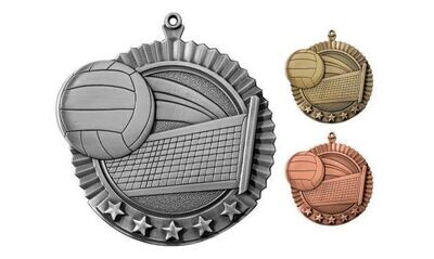 Five Star Volleyball Medallion: Antique Silver 2-3/4"-105016