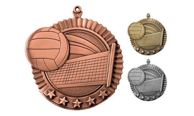 Five Star Volleyball Medallion: Antique Bronze 2-3/4"-105017