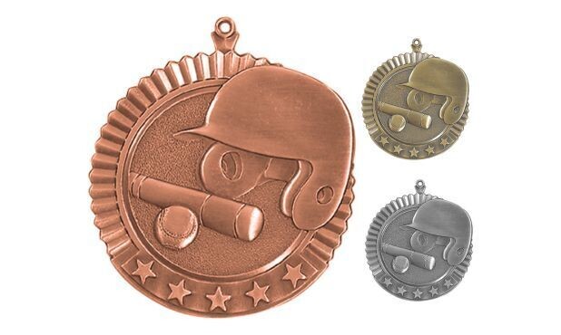 Five Star Baseball Medallion: Antique Bronze 2-3/4"-105020