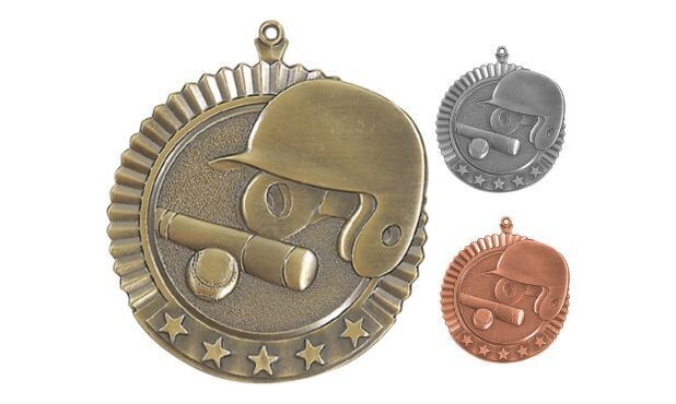 Five Star Baseball Medallion: Antique Gold 2-3/4"-105018