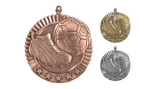 Five Star Soccer Medallion: Antique Bronze 2-3/4"-105026