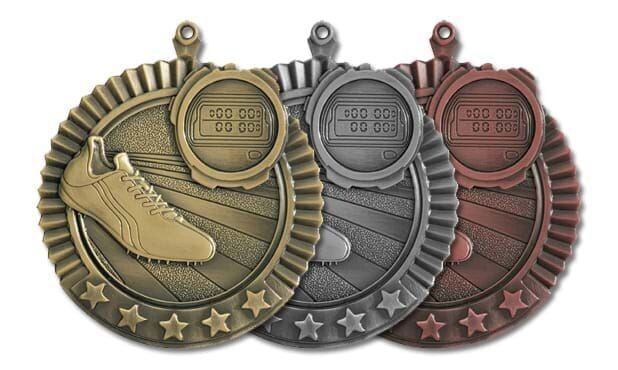 Five Star Track Medallion: Antique Silver 2-3/4"-105031