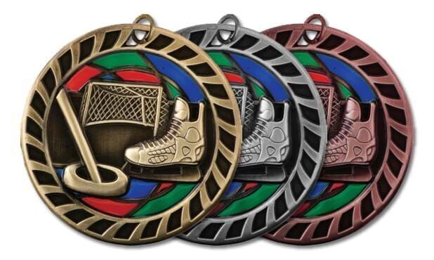 Stained Glass Ringette Medallion: Antique Bronze 2-1/2"-105042