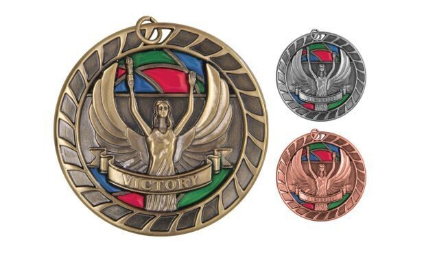 Stained Glass Victory Sculptured Medallion: Antique Gold 2-1/2"-105043