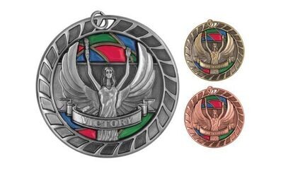 Stained Glass Victory Sculptured Medallion: Antique Silver 2-1/2"-105044