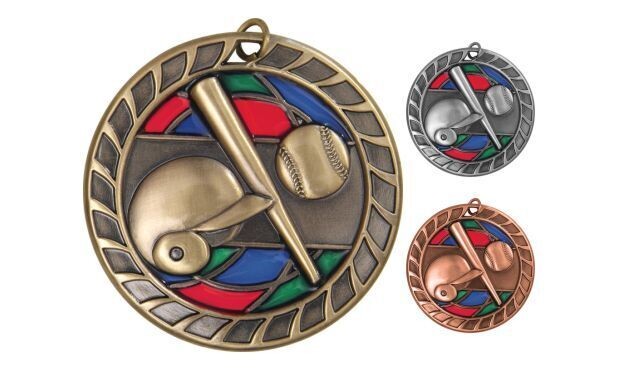 Stained Glass Baseball Medallion: Antique Gold 2-1/2"-105055
