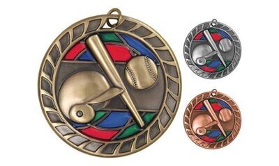 Stained Glass Baseball Medallion: Antique Gold 2-1/2"-105055
