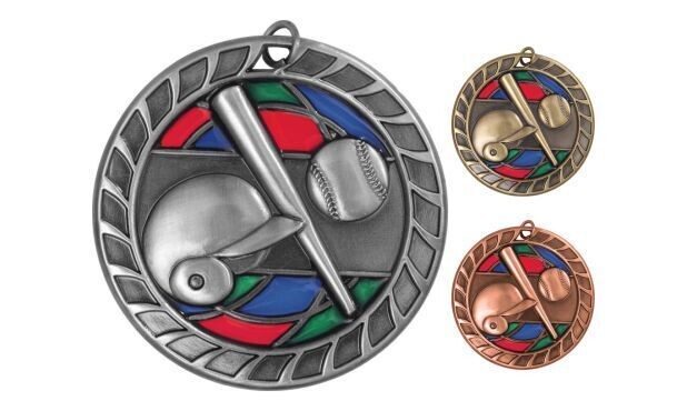 Stained Glass Baseball Medallion: Antique Silver 2-1/2"-105056