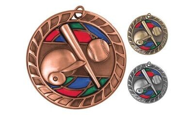 Stained Glass Baseball Medallion: Antique Bronze 2-1/2"-105057