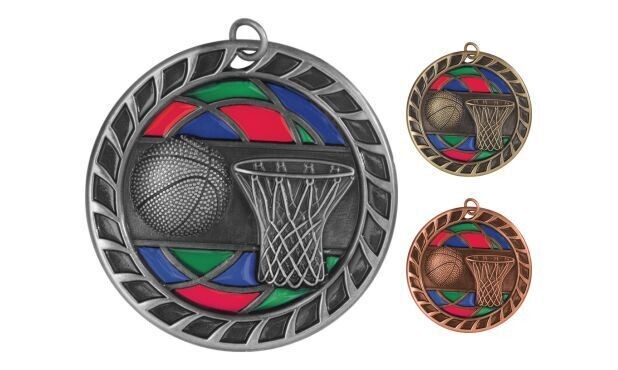 Stained Glass Basketball Medallion: Antique Silver 2-1/2"-105065