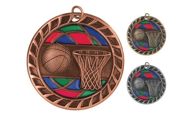 Stained Glass Basketball Medallion: Antique Bronze 2-1/2"-105066