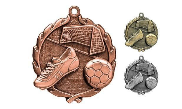 Sculptured Soccer Medallion: Antique Bronze 2-1/2"-105085