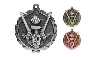 Sculptured Victory Medallion: Antique Silver 2-1/2"-105090