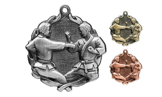 Sculptured Karate Medallion: Antique Silver 2-1/2"-105105