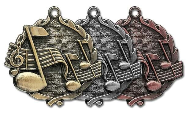 Sculptured Music Medallion: Antique Silver 1-3/4"-105127