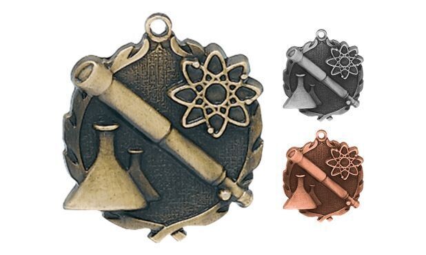 Sculptured Science Medallion: Antique Gold 1-3/4"-105129