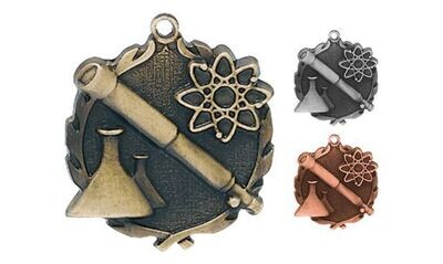 Sculptured Science Medallion: Antique Gold 1-3/4"-105129