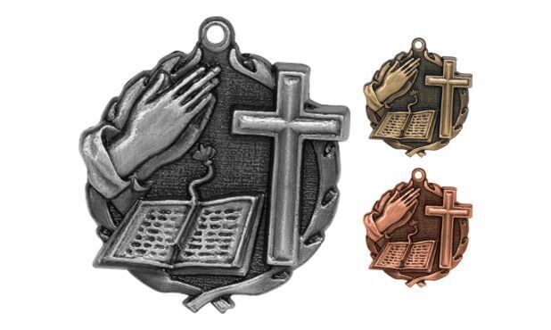 Sculptured Religion Medallion: Antique Silver 1-3/4"-105133