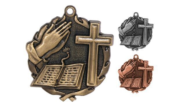 Sculptured Religion Medallion: Antique Gold 1-3/4"-105132