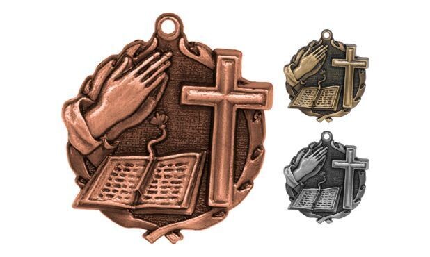 Sculptured Religion Medallion: Antique Bronze 1-3/4"-105134