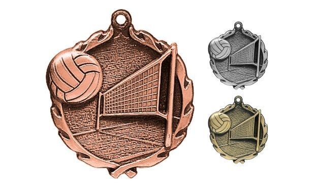 Sculptured Volleyball Medallion: Antique Bronze 1-3/4"-105137