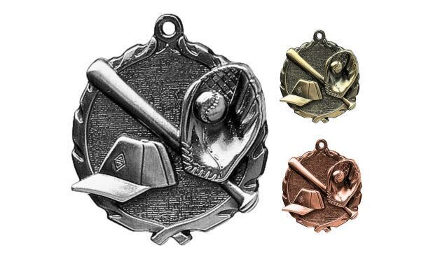 Sculptured Baseball Medallion: Antique Silver 1-3/4"-105145