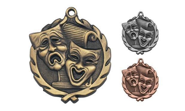 Sculptured Drama Medallion: Antique Gold 1-3/4"-105150