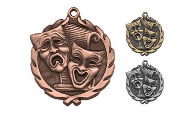 Sculptured Drama Medallion: Antique Bronze 1-3/4"-105152