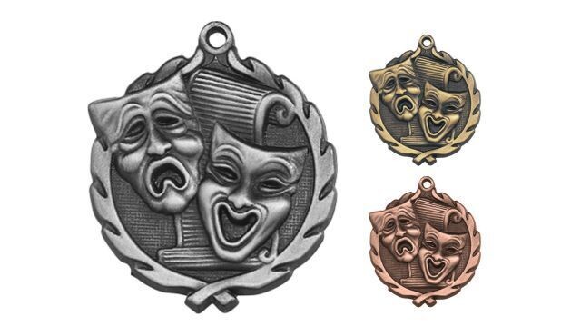 Sculptured Drama Medallion: Antique Silver 1-3/4"-105151