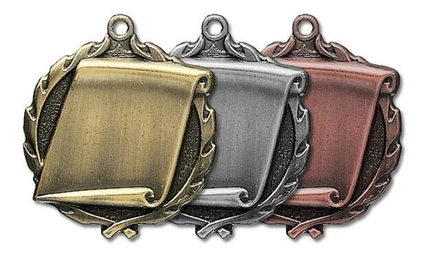 Sculptured Scroll Medallion: Antique Bronze 1-3/4"-105161